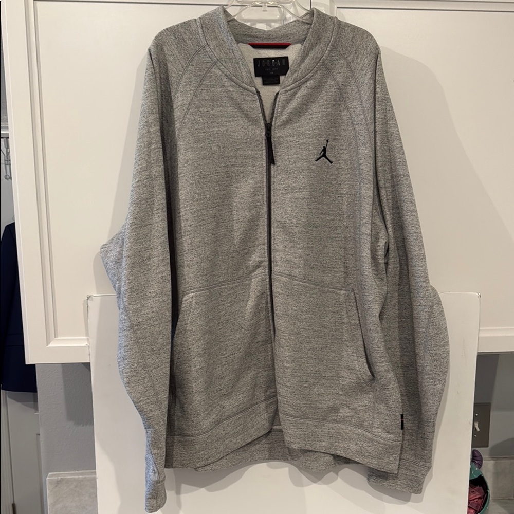 Air Jordan Premium Gray Lightweight Track Jacket with Collar